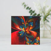 Moderne Bloemen Abstracte Kunst Sinaasappel Blauw (Staand voorkant)