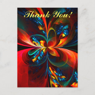 Moderne Bloemen Abstracte Kunst Sinaasappel Blauw Briefkaart