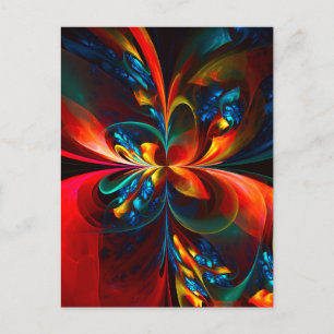 Moderne Bloemen Abstracte Kunst Sinaasappel Blauw Briefkaart