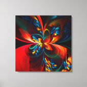 Moderne Bloemen Abstracte Kunst Sinaasappel Blauw  Canvas Afdruk (Voorkant)