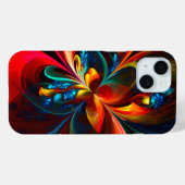 Moderne Bloemen Abstracte Kunst Sinaasappel Blauw Case-Mate iPhone Case (Achterkant (horizontaal))
