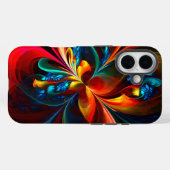 Moderne Bloemen Abstracte Kunst Sinaasappel Blauw Case-Mate iPhone Case (Achterkant (horizontaal))