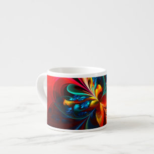 Moderne Bloemen Abstracte Kunst Sinaasappel Blauw  Espresso Kop