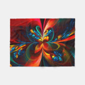 Moderne Bloemen Abstracte Kunst Sinaasappel Blauw  Fleece Deken (Voorkant (Horizontaal))