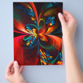 Moderne Bloemen Abstracte Kunst Sinaasappel Blauw  Flyer (Hand)