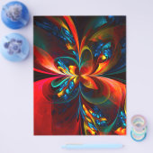 Moderne Bloemen Abstracte Kunst Sinaasappel Blauw  Flyer (Enkel)