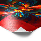 Moderne Bloemen Abstracte Kunst Sinaasappel Blauw  Foto Afdruk (Hoek)