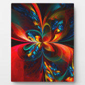 Moderne Bloemen Abstracte Kunst Sinaasappel Blauw  Fotoplaat (Voorkant)