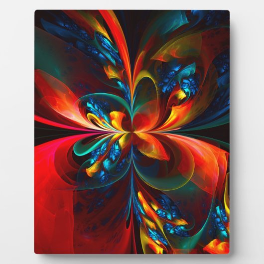 Moderne Bloemen Abstracte Kunst Sinaasappel Blauw  Fotoplaat (Voorkant)