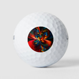 Moderne Bloemen Abstracte Kunst Sinaasappel Blauw Golfballen