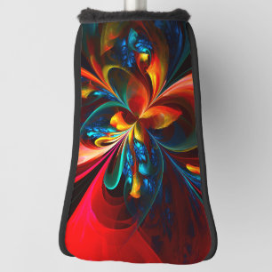 Moderne Bloemen Abstracte Kunst Sinaasappel Blauw Golfheadcover