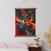 Moderne Bloemen Abstracte Kunst Sinaasappel Blauw 
