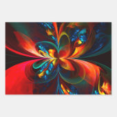 Moderne Bloemen Abstracte Kunst Sinaasappel Blauw  Inpakpapier Vel (Voorkant)