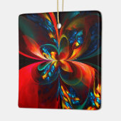 Moderne Bloemen Abstracte Kunst Sinaasappel Blauw  Keramisch Ornament (Links)