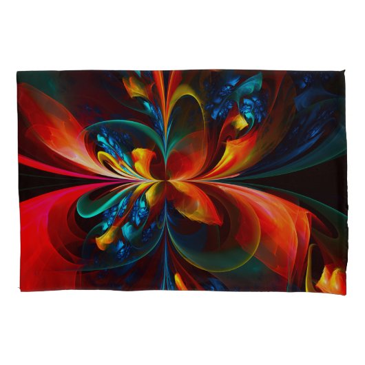 Moderne Bloemen Abstracte Kunst Sinaasappel Blauw  Kussensloop (Voorkant)