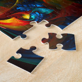 Moderne Bloemen Abstracte Kunst Sinaasappel Blauw  Legpuzzel (Zijkant)