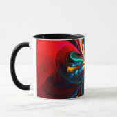 Moderne Bloemen Abstracte Kunst Sinaasappel Blauw Mok (Links)
