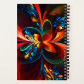 Moderne Bloemen Abstracte Kunst Sinaasappel Blauw  Notitieboek (Achterkant)