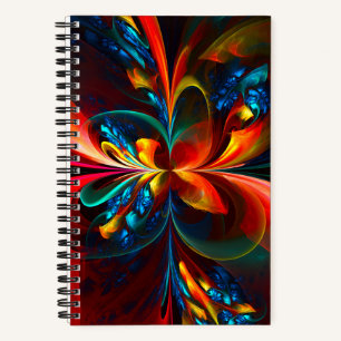 Moderne Bloemen Abstracte Kunst Sinaasappel Blauw  Notitieboek