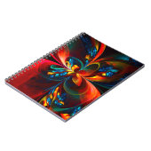 Moderne Bloemen Abstracte Kunst Sinaasappel Blauw Notitieboek (Linkerzijde)