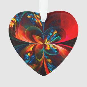 Moderne Bloemen Abstracte Kunst Sinaasappel Blauw  Ornament