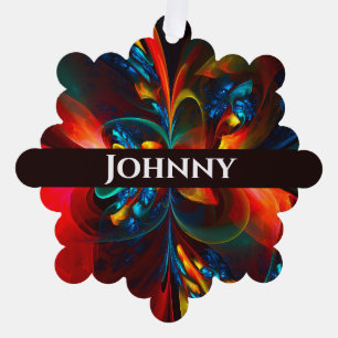 Moderne Bloemen Abstracte Kunst Sinaasappel Blauw  Ornament Kaart