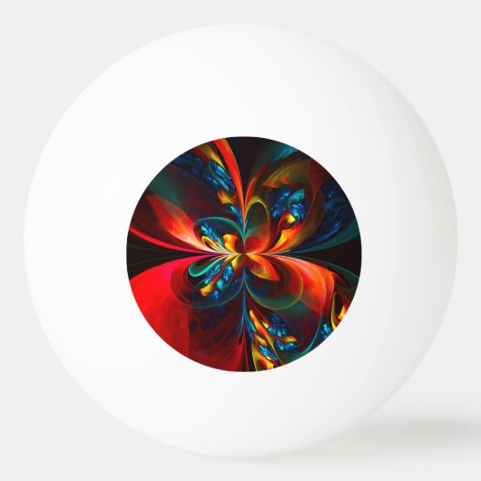 Moderne Bloemen Abstracte Kunst Sinaasappel Blauw Pingpongbal (Voorkant)