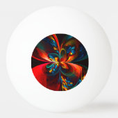 Moderne Bloemen Abstracte Kunst Sinaasappel Blauw Pingpongbal (Achterkant)