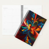Moderne Bloemen Abstracte Kunst Sinaasappel Blauw Planner (Display)