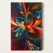 Moderne Bloemen Abstracte Kunst Sinaasappel Blauw Planner (Achterkant)