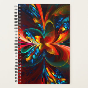 Moderne Bloemen Abstracte Kunst Sinaasappel Blauw Planner