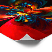 Moderne Bloemen Abstracte Kunst Sinaasappel Blauw Poster (Hoek)