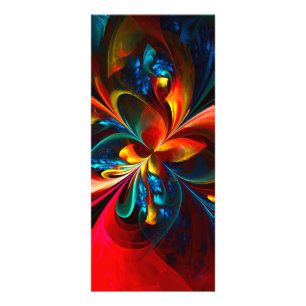 Moderne Bloemen Abstracte Kunst Sinaasappel Blauw  Reclamekaart