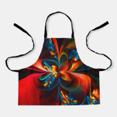 Moderne Bloemen Abstracte Kunst Sinaasappel Blauw Schort (Voorkant)