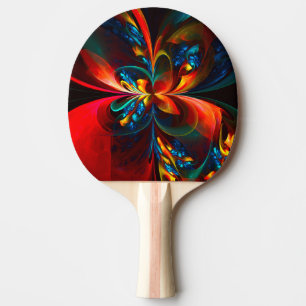 Moderne Bloemen Abstracte Kunst Sinaasappel Blauw Tafeltennisbatje