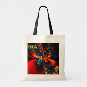 Moderne Bloemen Abstracte Kunst Sinaasappel Blauw  Tote Bag