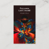 Moderne Bloemen Abstracte Kunst Sinaasappel Blauw  Visitekaartje (Voorkant)