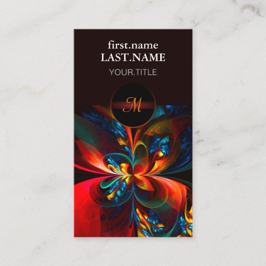 Moderne Bloemen Abstracte Kunst Sinaasappel Blauw  Visitekaartje (Voorkant)