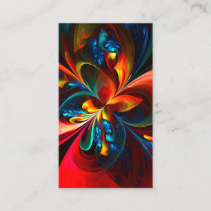 Moderne Bloemen Abstracte Kunst Sinaasappel Blauw Visitekaartje