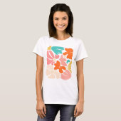 Moderne Bloemen Abstracte T-shirt – Kleurrijke Blo (Voorkant volledig)