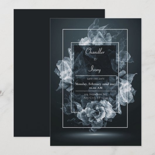 Moderne bloemen accenten Elegante zwarte rook brui Kaart (Voorkant / Achterkant)
