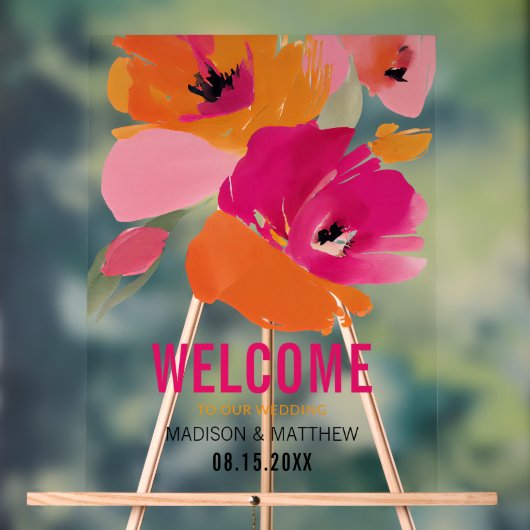 Moderne Bloemen Acryl Bruiloft Welkomstbord Acryl Bord (Neutraal)
