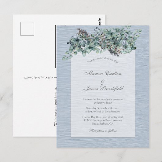 Moderne Bloemen Alles In Een Huwelijksuitnodiging  Briefkaart (Voorkant / Achterkant)