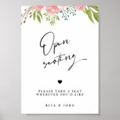 Moderne Bloemen Anjer Open Zitplaatsen Trouwteken Poster (Voorkant)