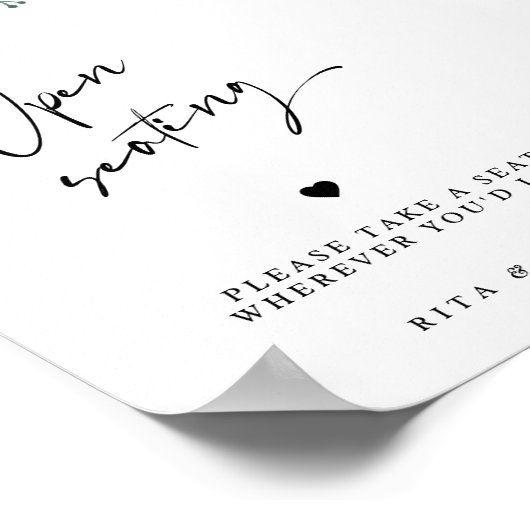 Moderne Bloemen Anjer Open Zitplaatsen Trouwteken Poster (Hoek)