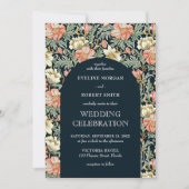 Moderne bloemen Art Nouveau William Morris bruilof Kaart (Voorkant)