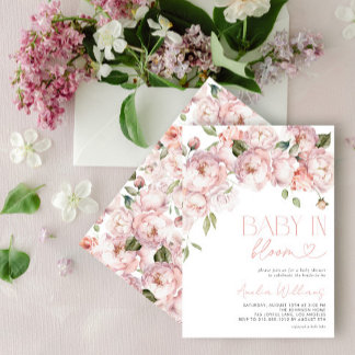 Moderne Bloemen Baby in Bloom Meisje Douche Kaart