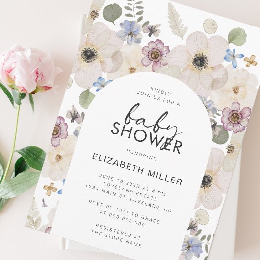 Moderne Bloemen Baby Shower Kaart