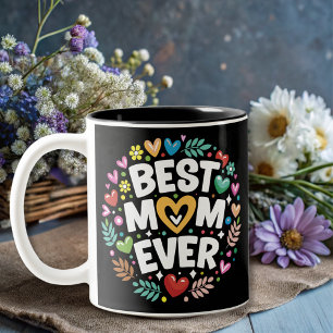 Moderne bloemen beste moeder ooit tweekleurige koffiemok