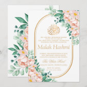 Moderne bloemen bladeren Islamitische Aqiqa Aqeeqa Kaart (Voorkant / Achterkant)
